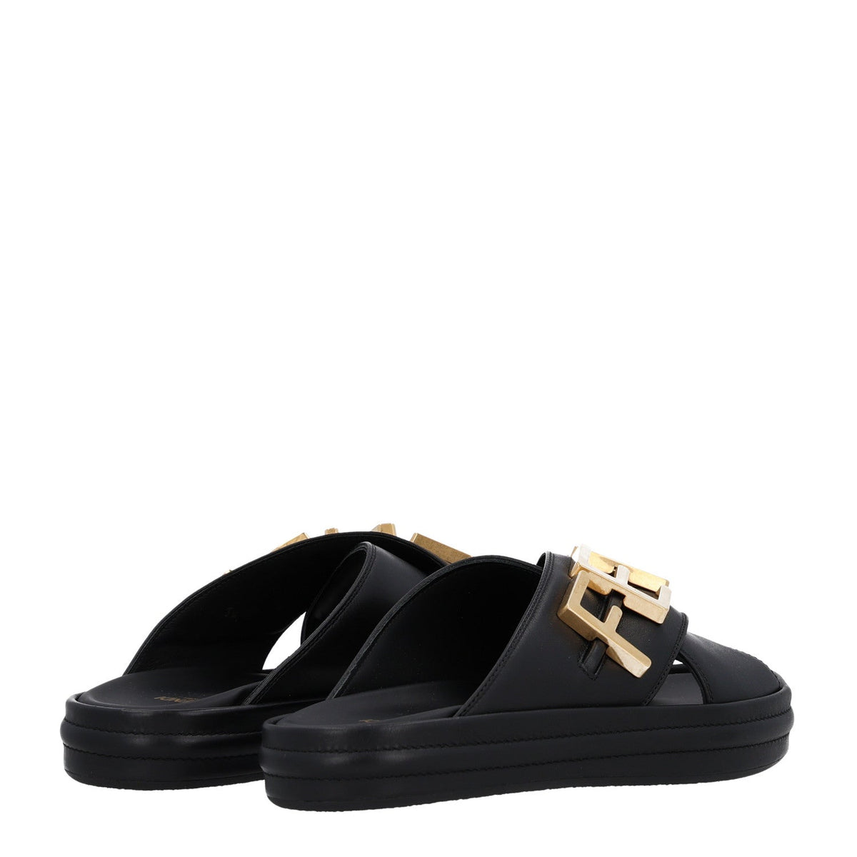 Fendi Vitello Women's Fendigraphy Slide Sandals 36 Black