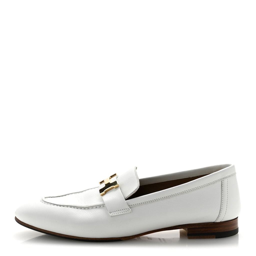 Hermès Goatskin Women's Paris Loafers 38 Beige Glaise