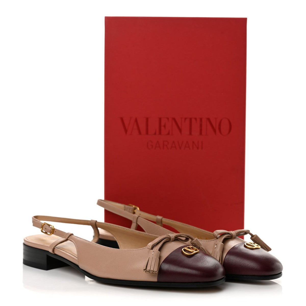 Valentino Garavani Calfskin Women's VLogo Valet Du Roi Flats 38 Pink Garnet