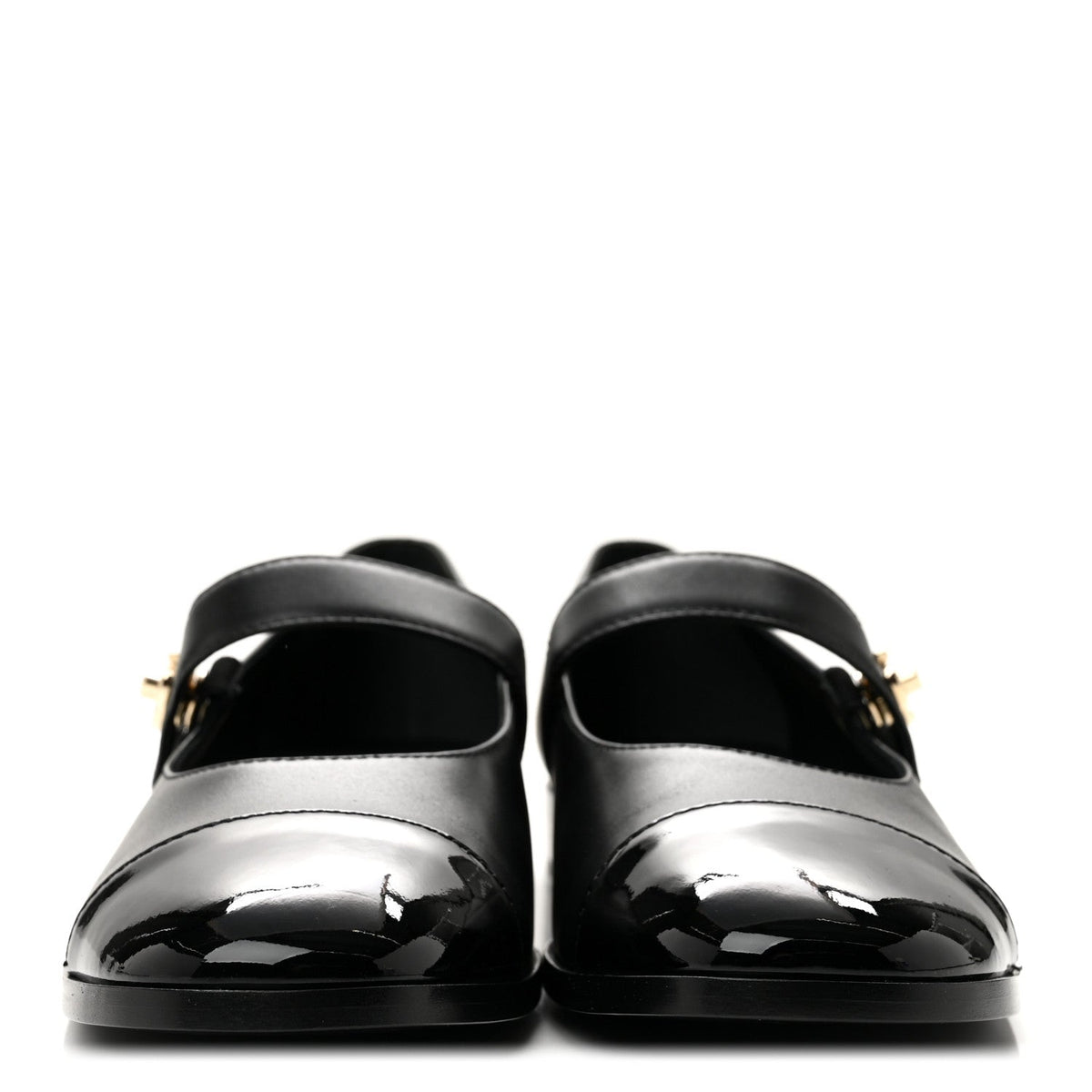 Chanel Calfskin Patent Women's Mary Janes Flats Black