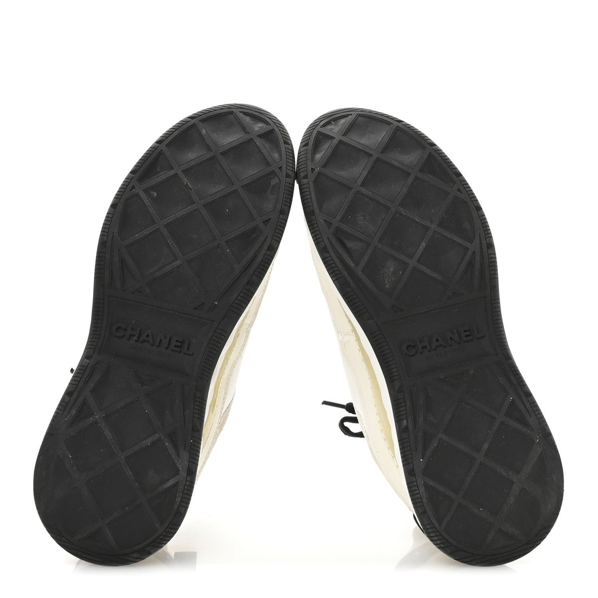 Chanel Velvet Calfskin Mixed Fibers CC Women's Sneakers 38 Ivory Black