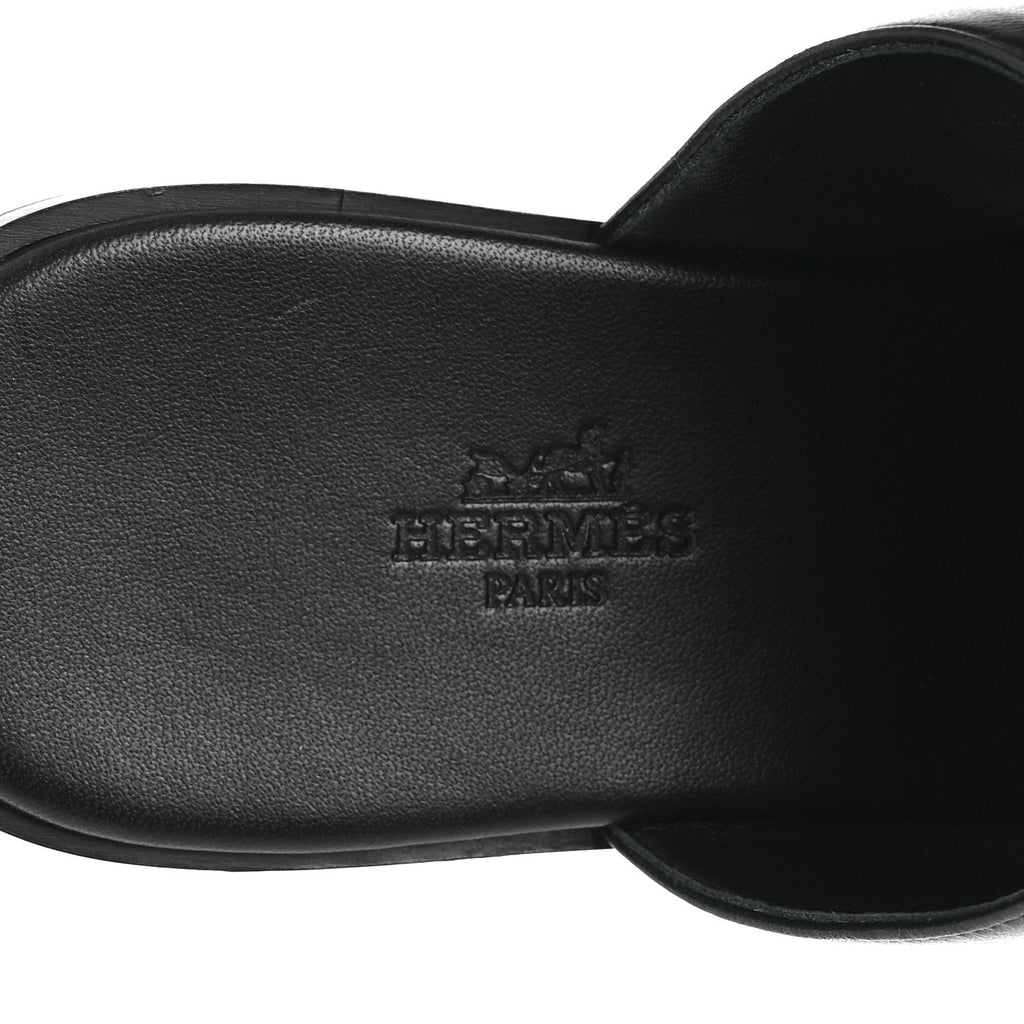 Hermès Nappa Women's Caia Slide Sandals 37.5 Black