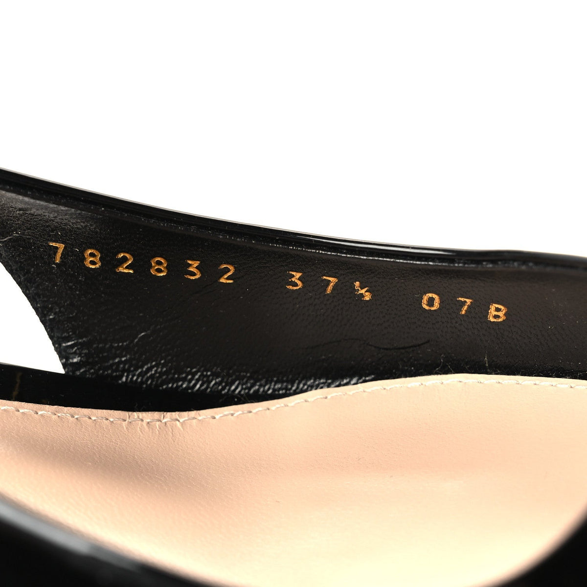 Gucci Patent Calfskin Women's Signoria 35mm Slingback Pumps 37.5 Black