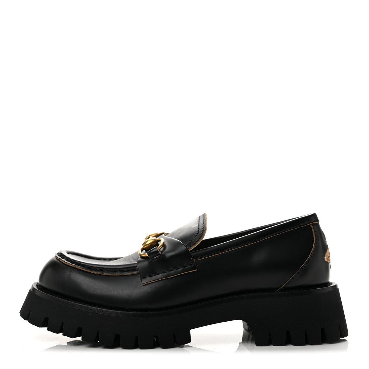 Gucci Cordovan Lux Women's Harald Horsebit 25mm Platform Loafers 37.5 Black