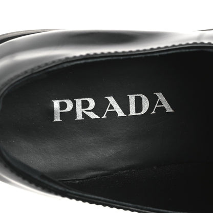 Prada Spazzolato Women's Metal Triangle Logo 20mm Loafers 40 Black