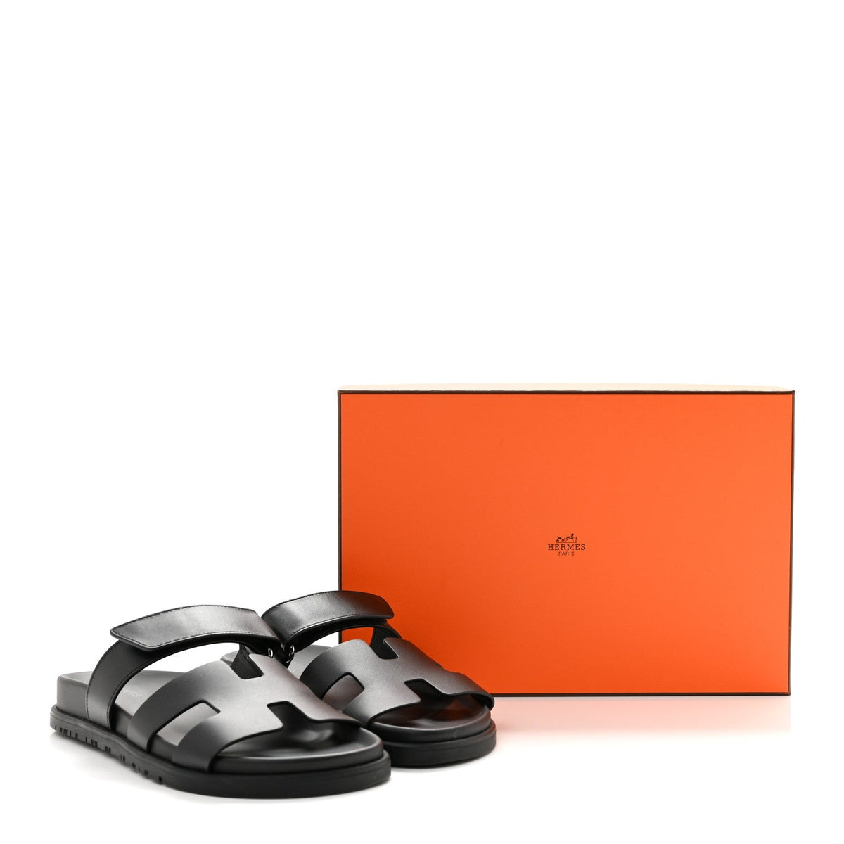 Hermes Calfskin Women's Chypre Sandals 36 Black