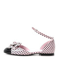 Lambskin Patent Calfskin Cap Toe Polka Dot Camellia Mary Jane Flats Pi