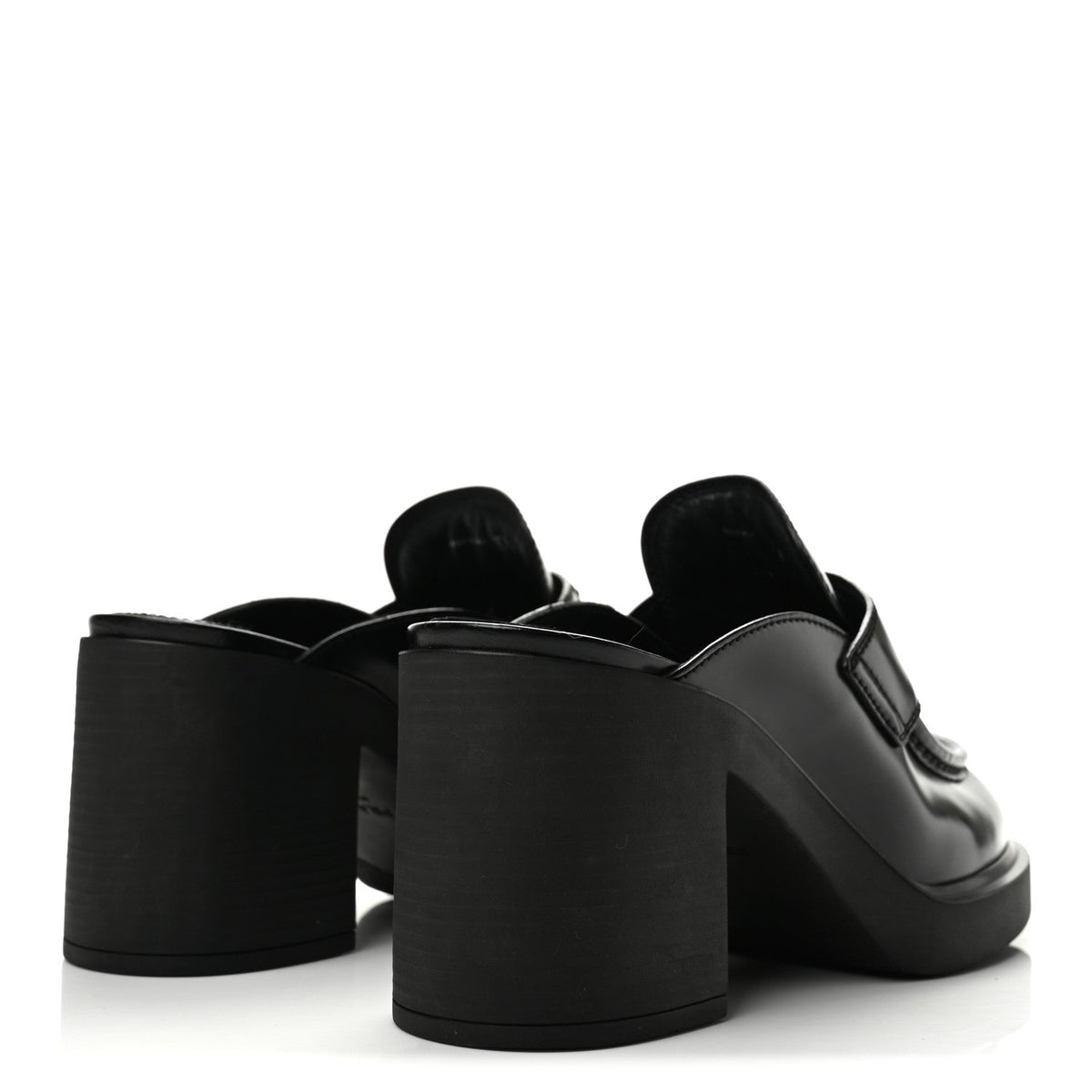 Prada Spazzolato Women's Platform Loafer Mules 38.5 Black