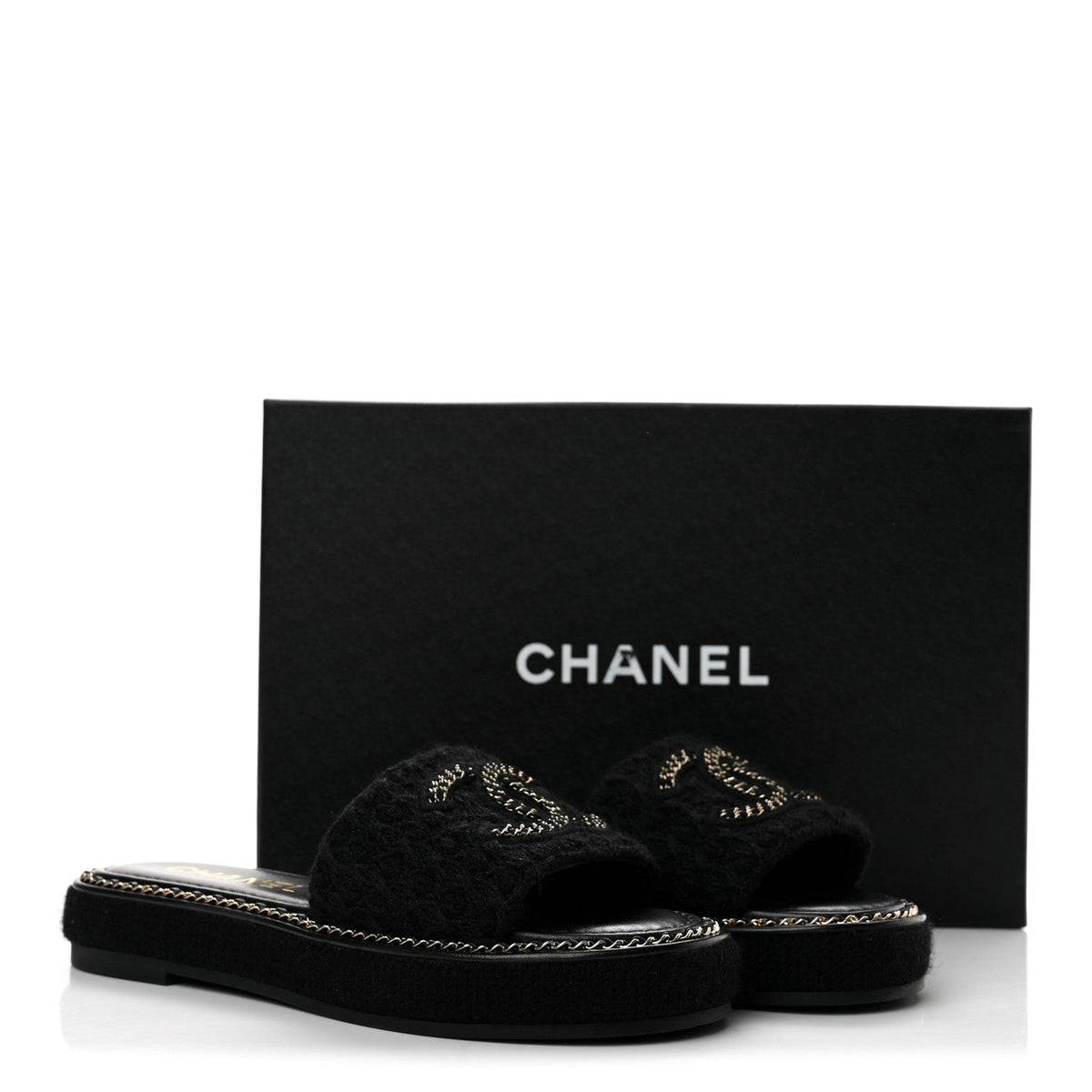 Chanel Wool Alpaca Chain CC Women's Shoes