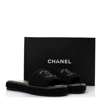 Chanel Wool Alpaca Chain CC Women's Shoes