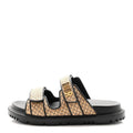 Christian Dior Raffia Women's Dioract Slide Sandals 36.5 Straw Black