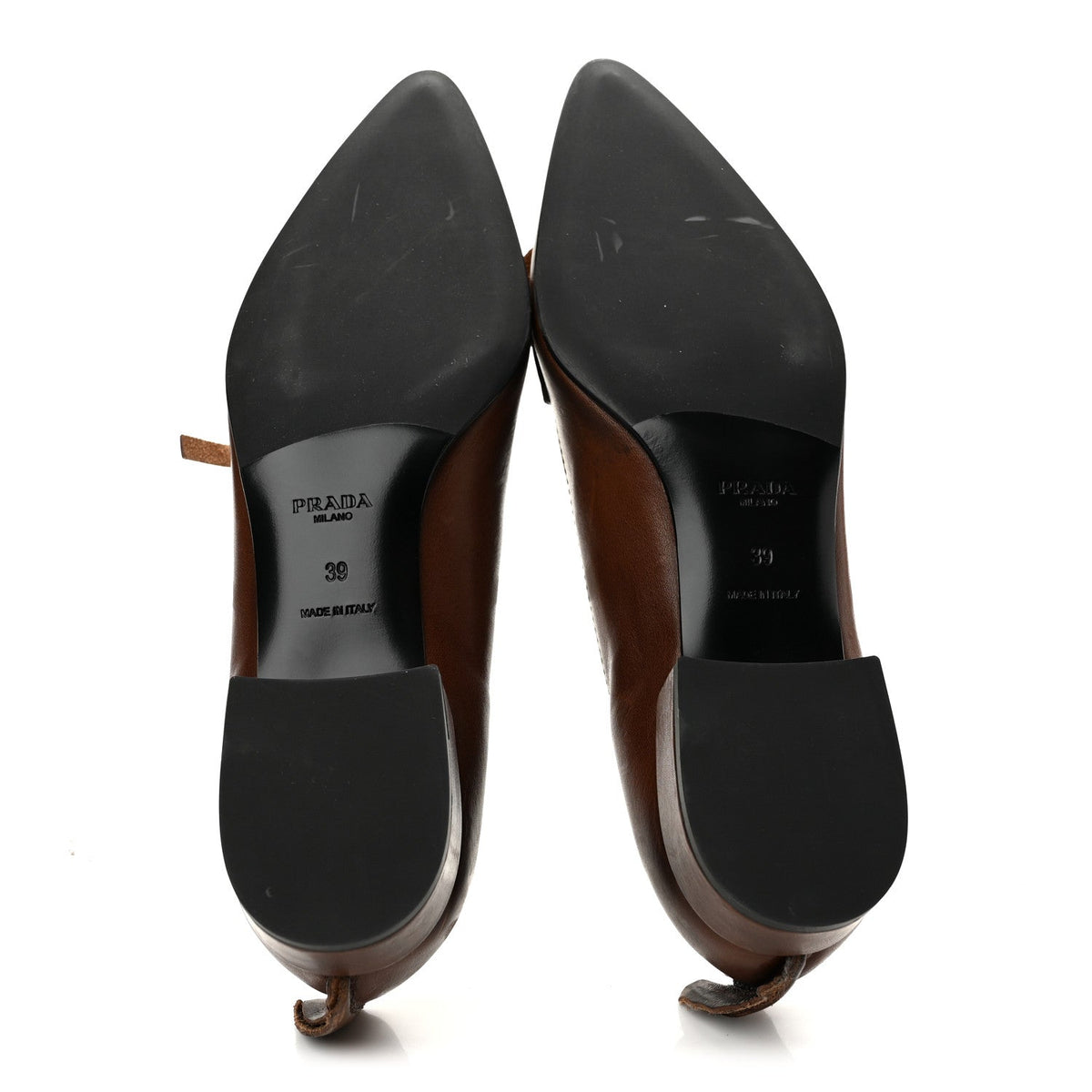 Prada Vitello Women's Old Bow Loafers 39 Cacao