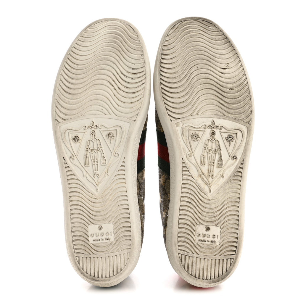 Gucci GG Supreme Canvas Women's Bees Ayers Web Ace Sneakers 37.5 Beige