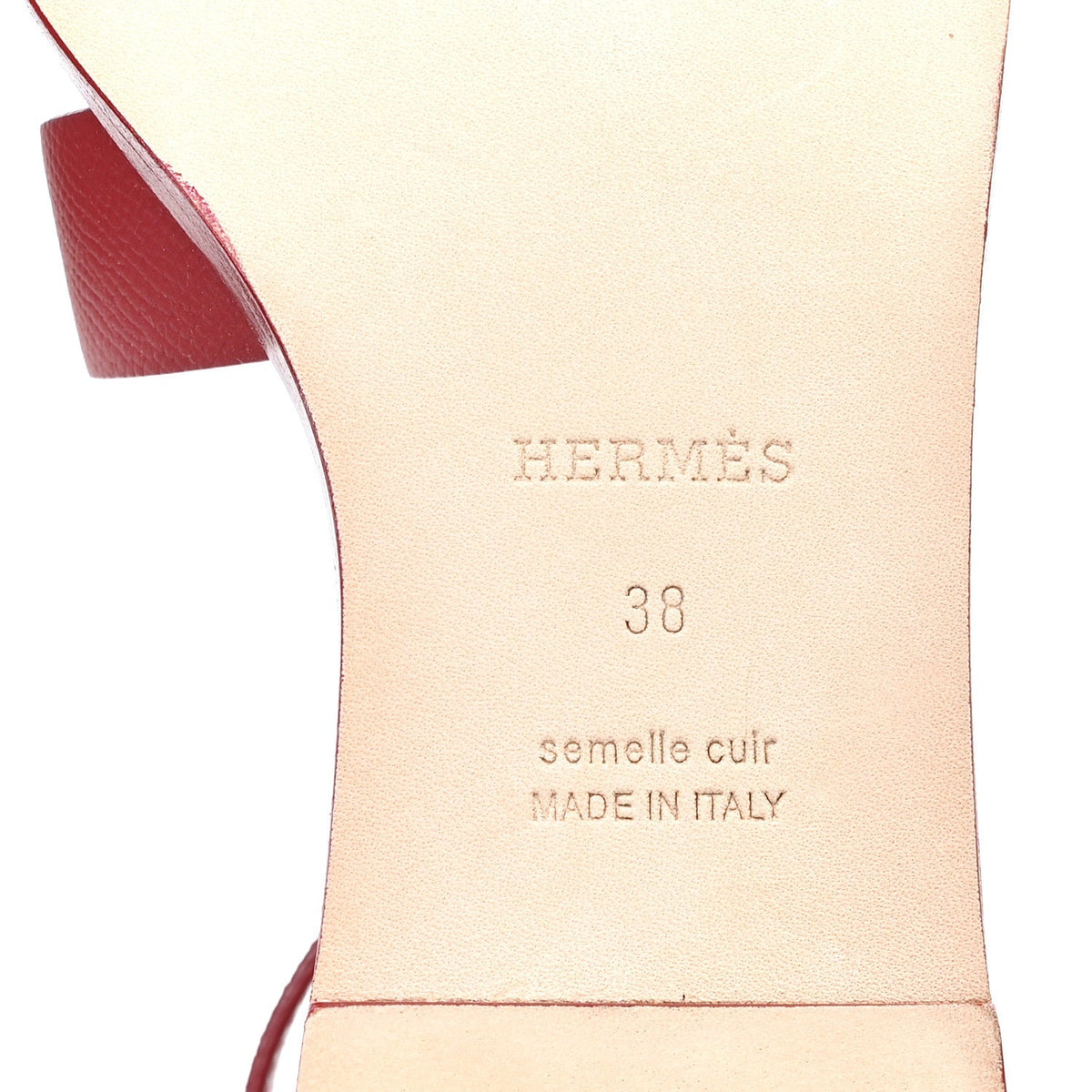 Hermes Epsom Women's Santorini Sandals 38 Rouge H
