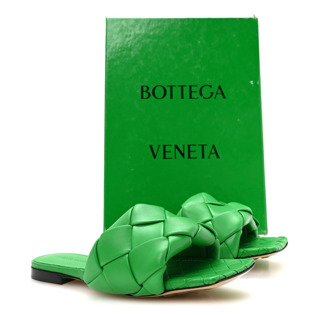 Bottega Veneta Nappa Women's Maxi Intrecciato Lido Flat Sandals 36 Grass