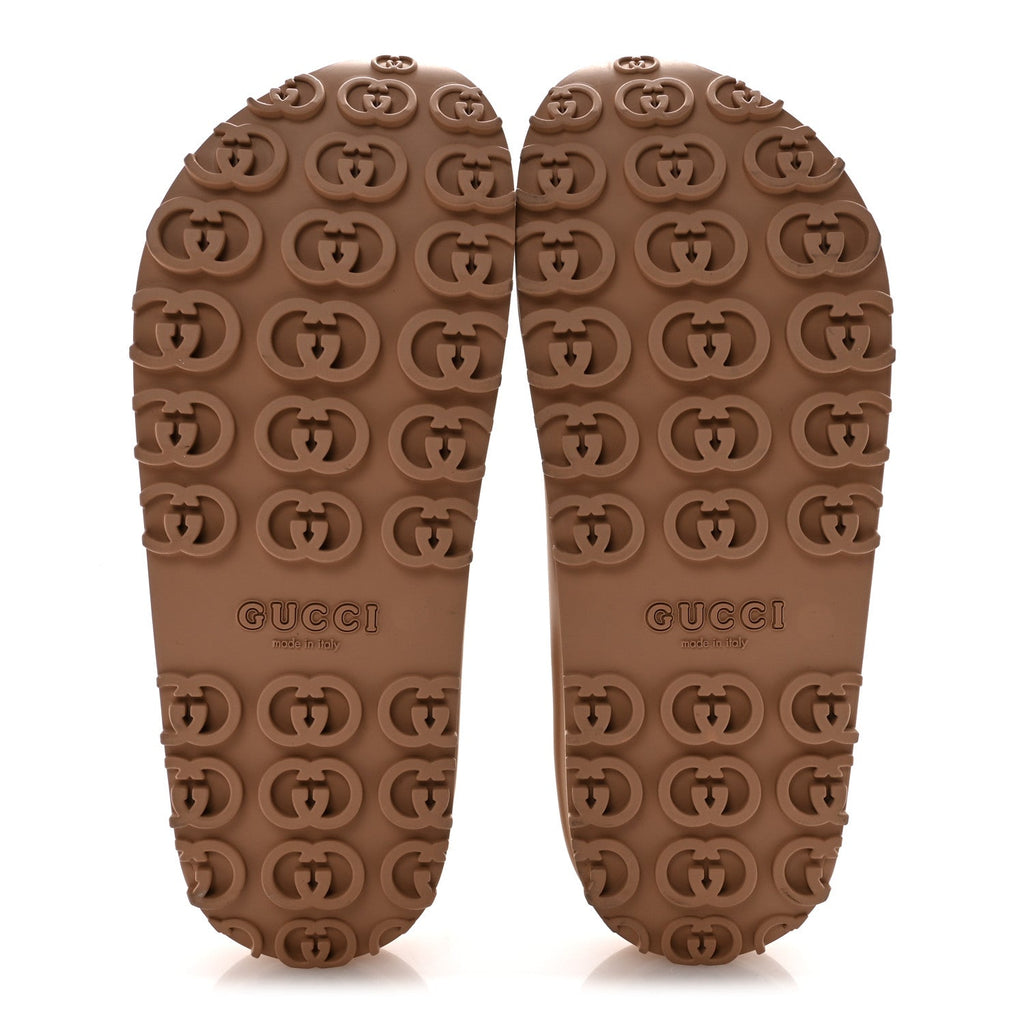 Gucci Rubber Men's Interlocking G Platform Slide Sandals 9 Vintage Camel