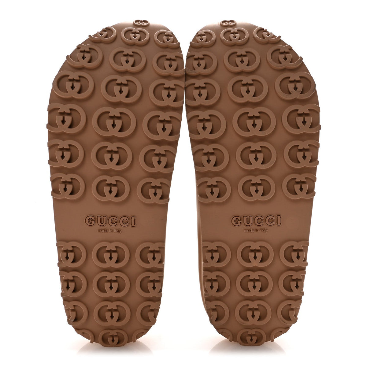 Gucci Rubber Men's Interlocking G Platform Slide Sandals 9 Vintage Camel