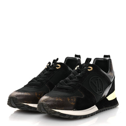 Louis Vuitton Suede Women's Monogram Run Away Sneakers 36.5 Black