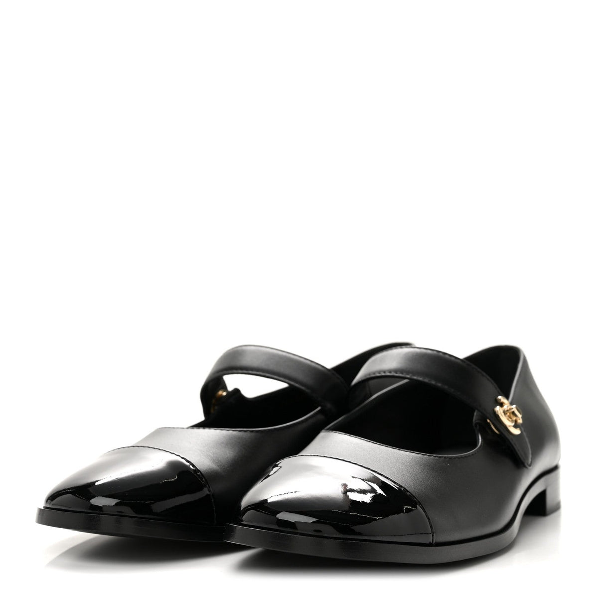 Chanel Calfskin Patent Women's Mary Janes Flats Black