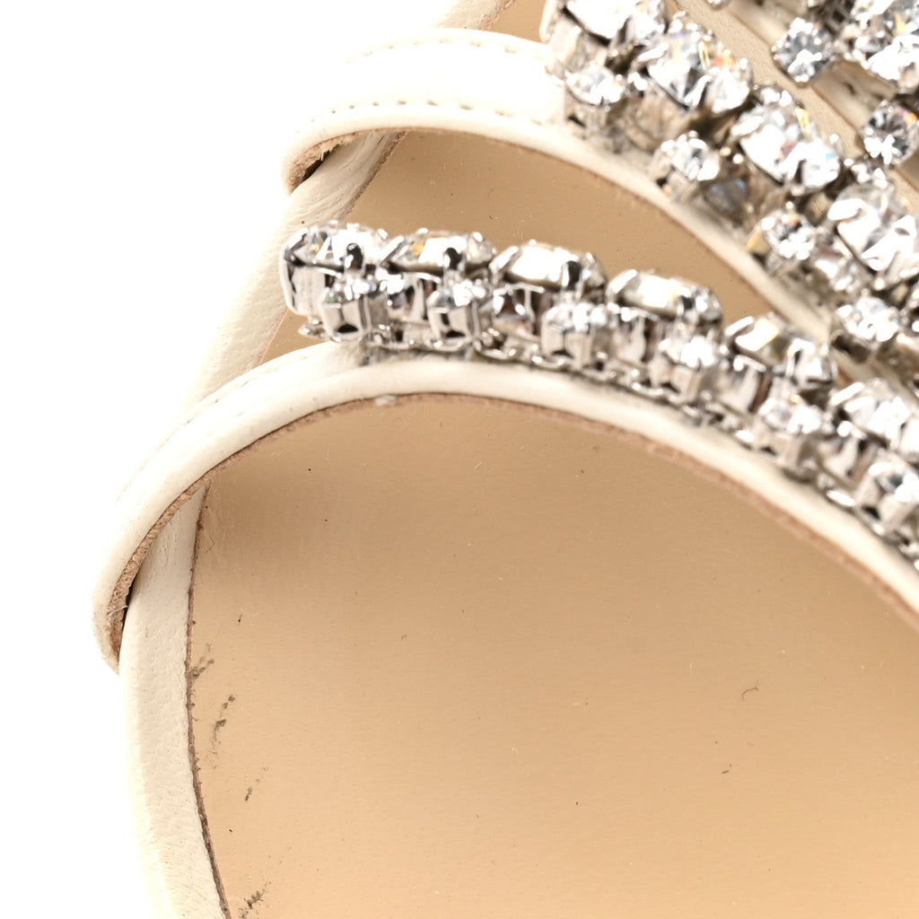 Jimmy Choo Nappa Crystal Women's Josefine 100 Sandals 39 Latte