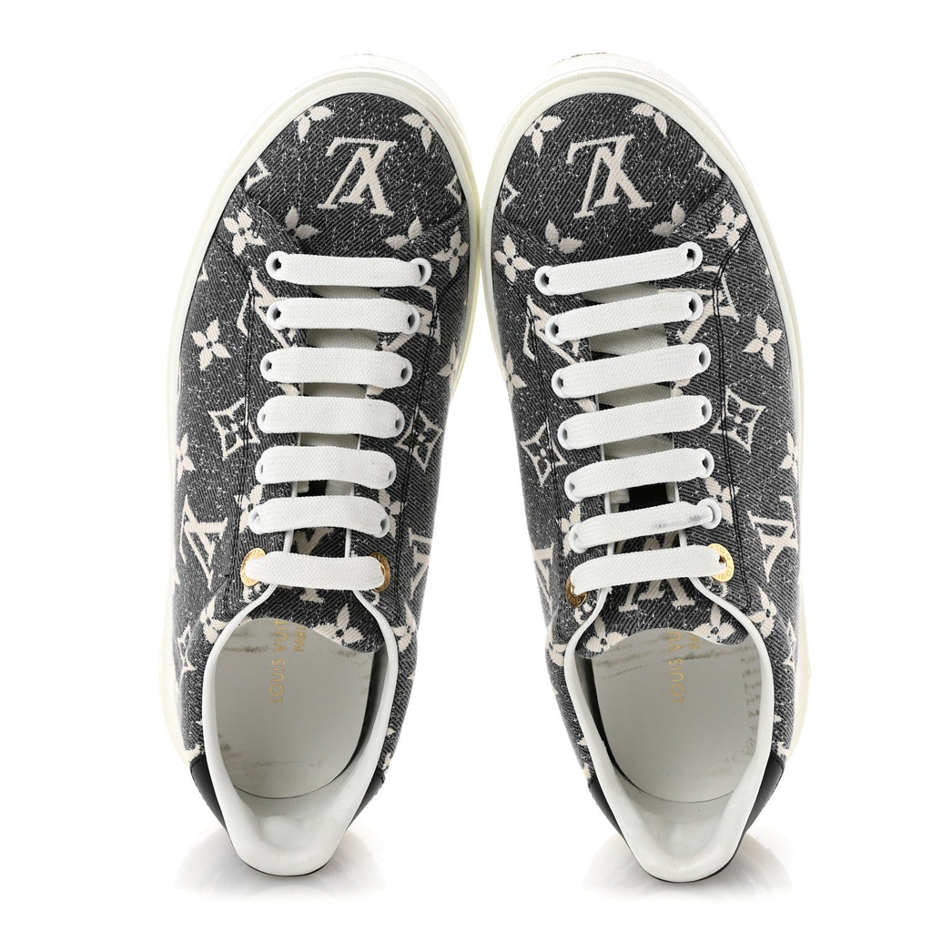 Louis Vuitton Denim Monogram Women's Time Out Sneakers 38 Dark Blue