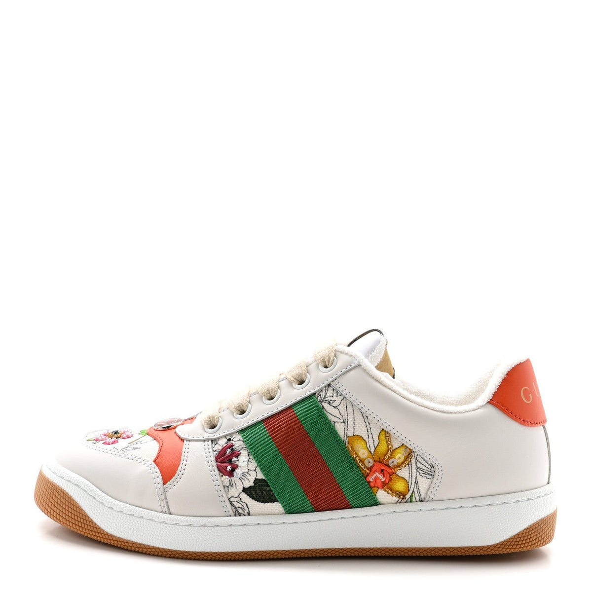 Gucci Canvas Leather Women's Screener Sneakers 36.5 White