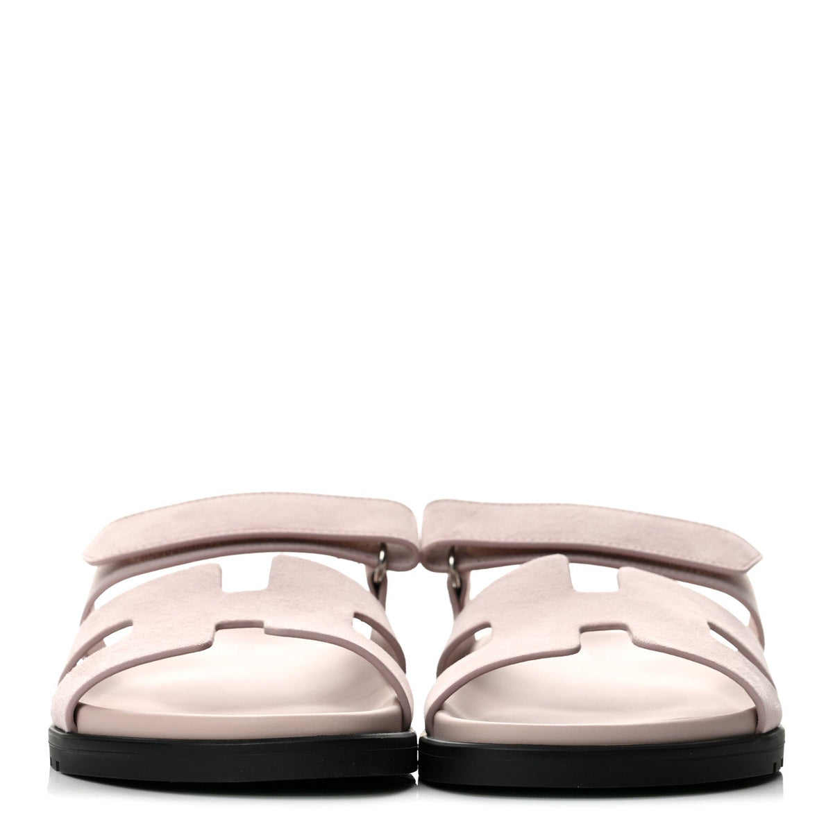 Hermes Suede Goatskin Women's Chypre Sandals 39 Rose Porcelaine