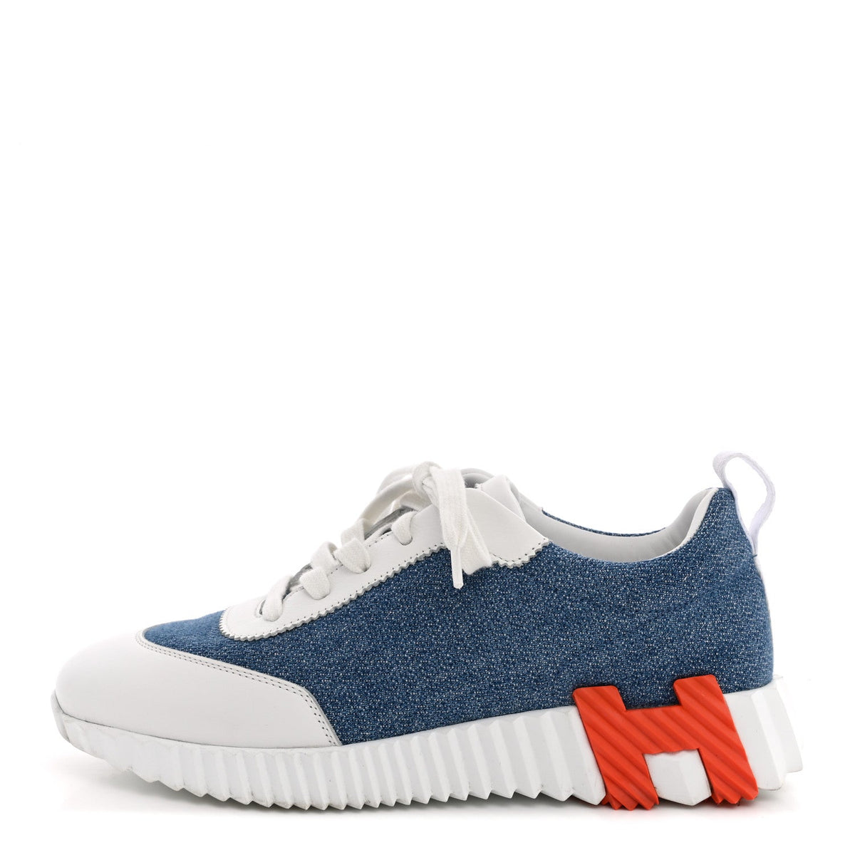 Denim Suede Goatskin Bouncing Sneakers Bleu Clair White