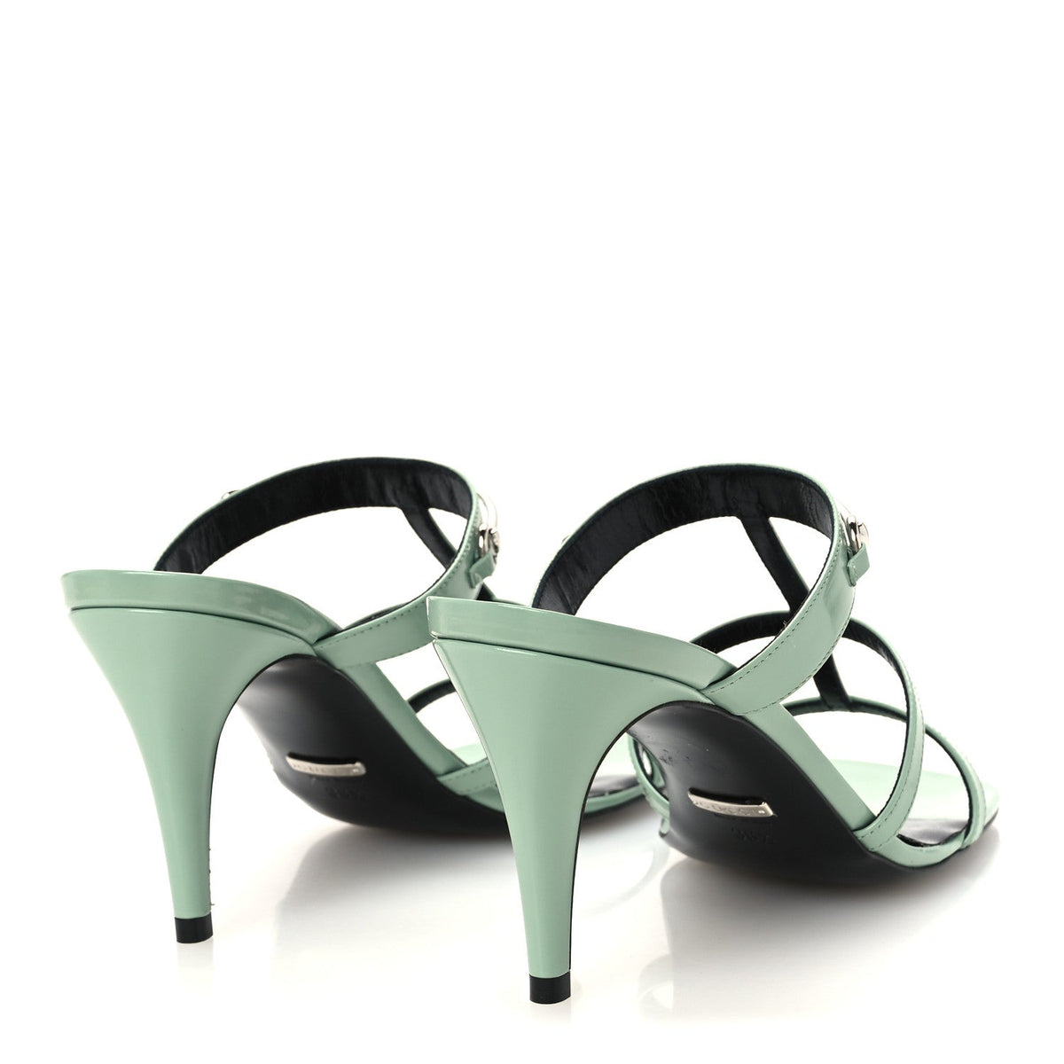 Gucci Calfskin Women's Regent Horsebit Mid Heel Sandals 38.5 Pacific Green