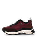 Chanel Nylon Suede Calfskin Women's CC Sneakers 38 Burgundy Brown