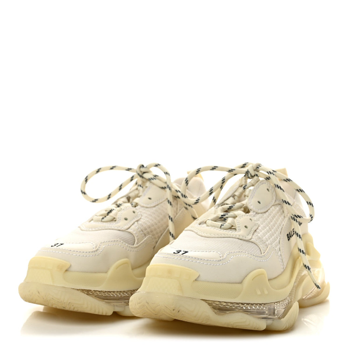 Balenciaga Fabric Mesh Clear Sole Triple S Women's Sneakers White