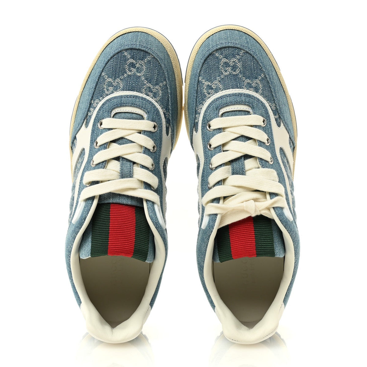 Gucci Denim Women's Re-Web Sneakers 40 Light Blue