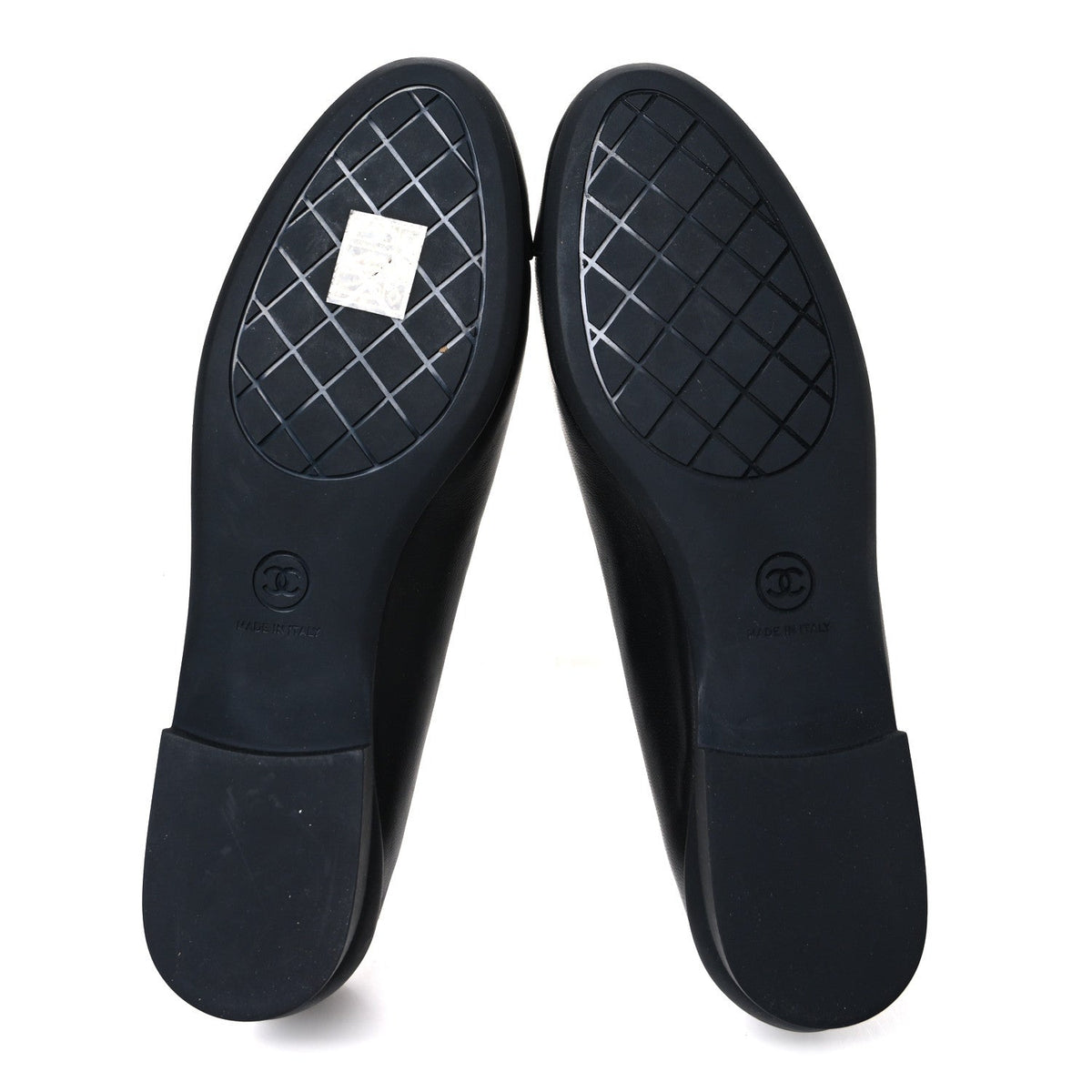 Chanel Lambskin Women's Cap Toe CC Uniform Ballerina Flats 36.5 Black