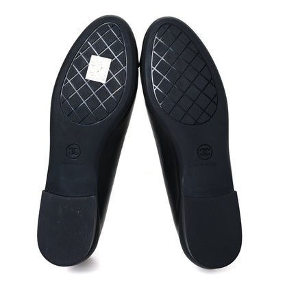 Chanel Lambskin Women's Cap Toe CC Uniform Ballerina Flats 36.5 Black