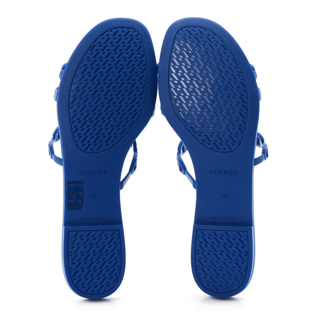 Hermes Rubber Women's Chaine d'Ancre Rivage Sandals 39 Bleu Smalt