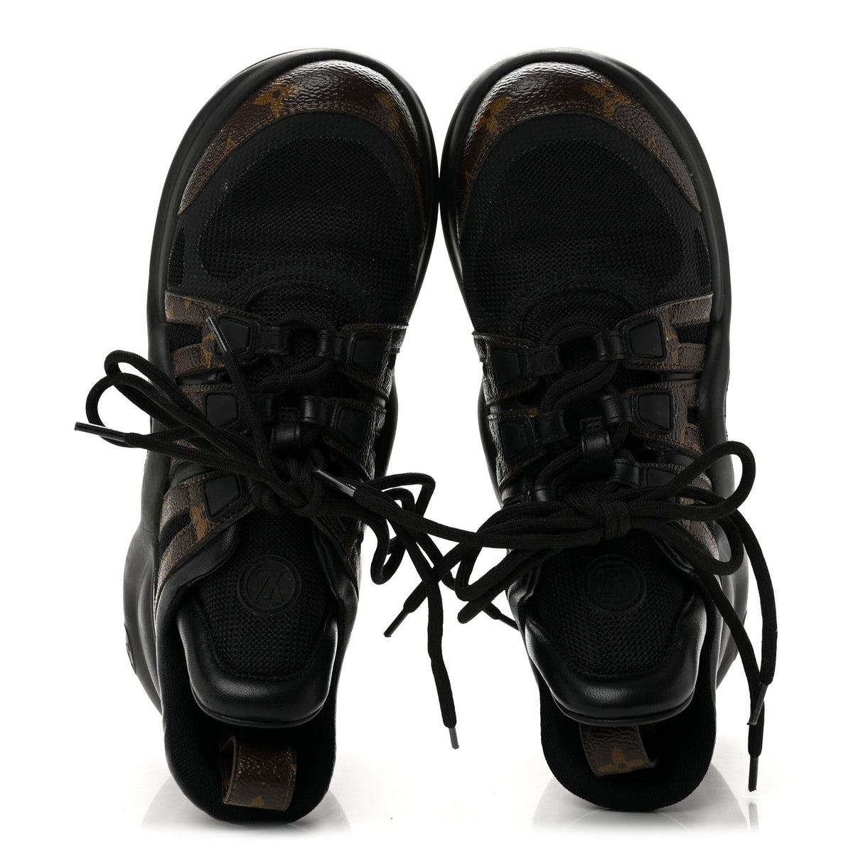 Louis Vuitton Calfskin Patent Monogram Women's LV Archlight Sneakers 37.5 Black
