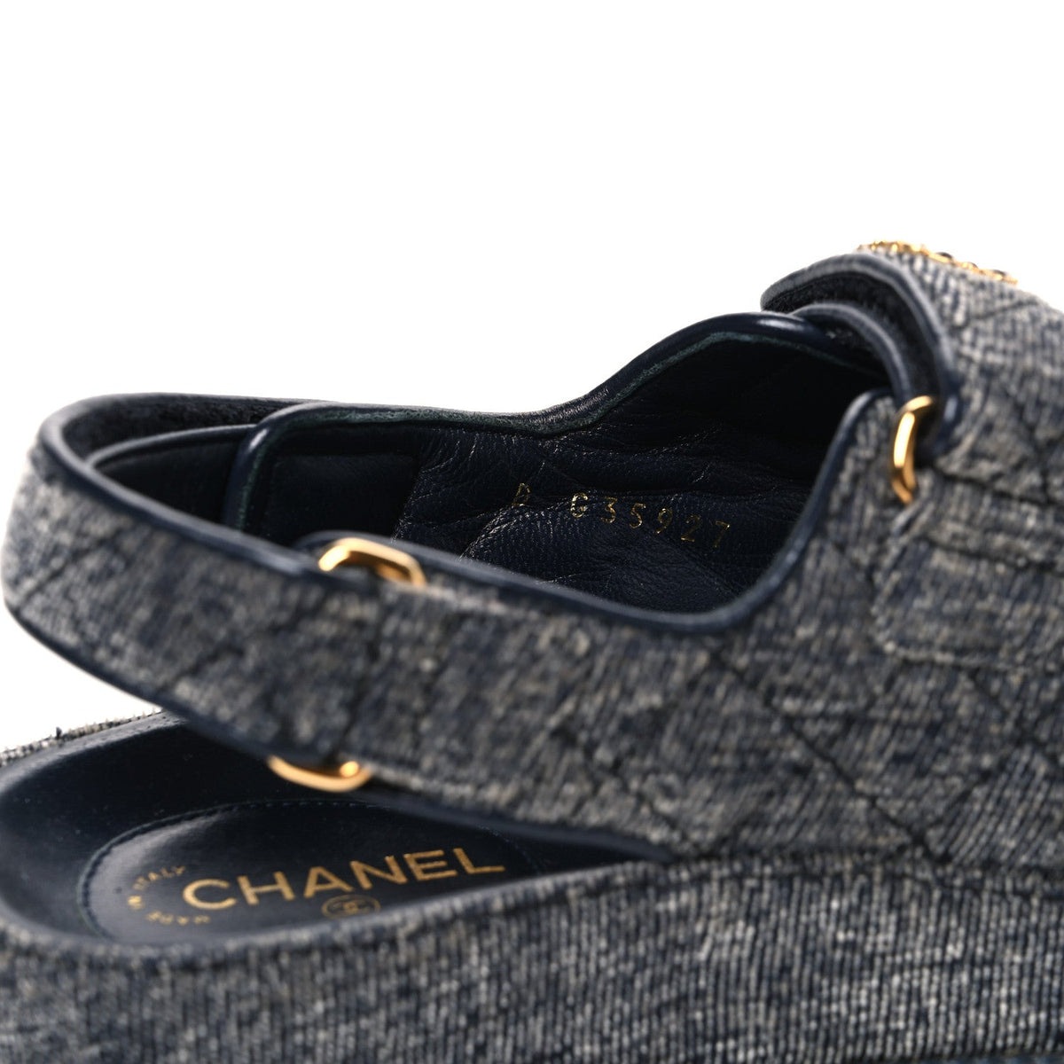 Chanel Velvet Women's Velcro Dad Sandals 36 Grey