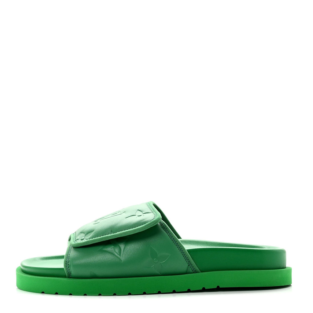 Louis Vuitton Technical Fabric Women's Pool Pillow Comfort Mules 41 Green