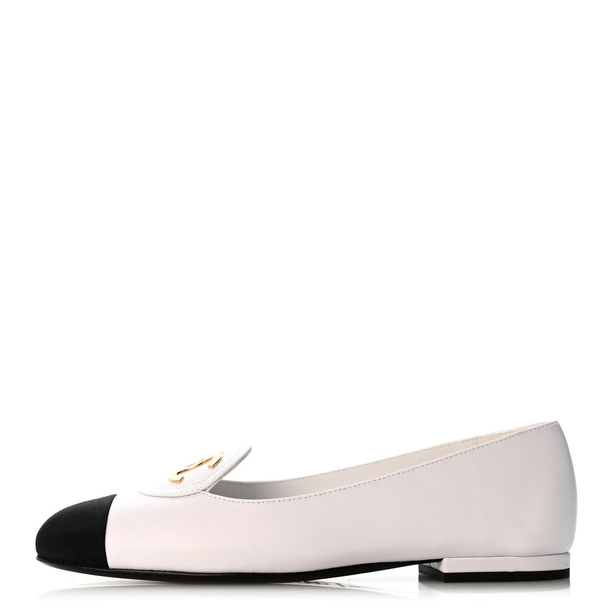 Calfskin Grosgrain Cap Toe CC Moccasin Loafers White Black