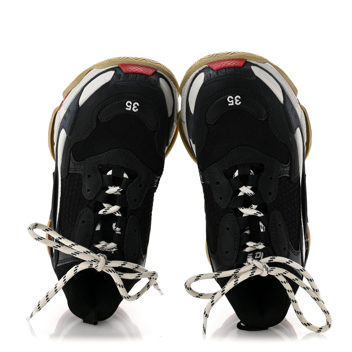 Balenciaga Fabric Mesh Women's Triple S Sneakers 35 Black Red