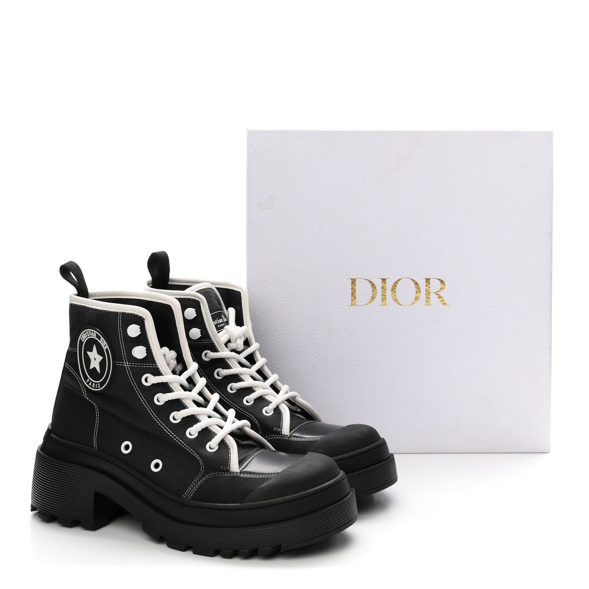 Christian Dior Calfskin Technical Fabric Women's D-Rise 35mm Boots 39.5 Black