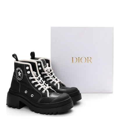 Christian Dior Calfskin Technical Fabric Women's D-Rise 35mm Boots 39.5 Black