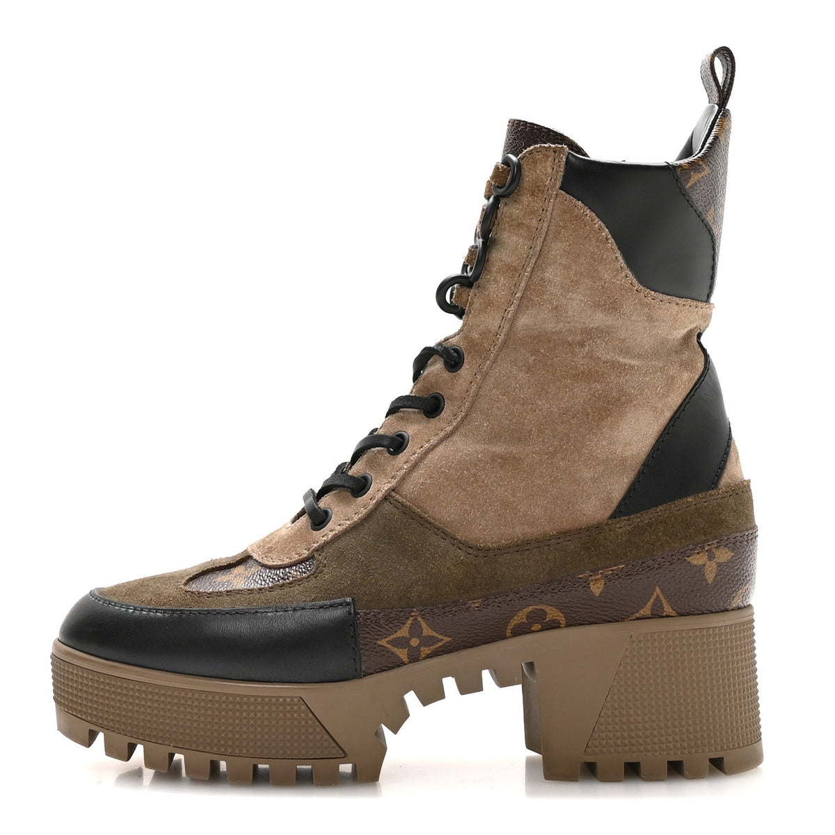 Louis Vuitton Suede Calfskin Women's Laureate Platform Desert Boots 37 Taupe