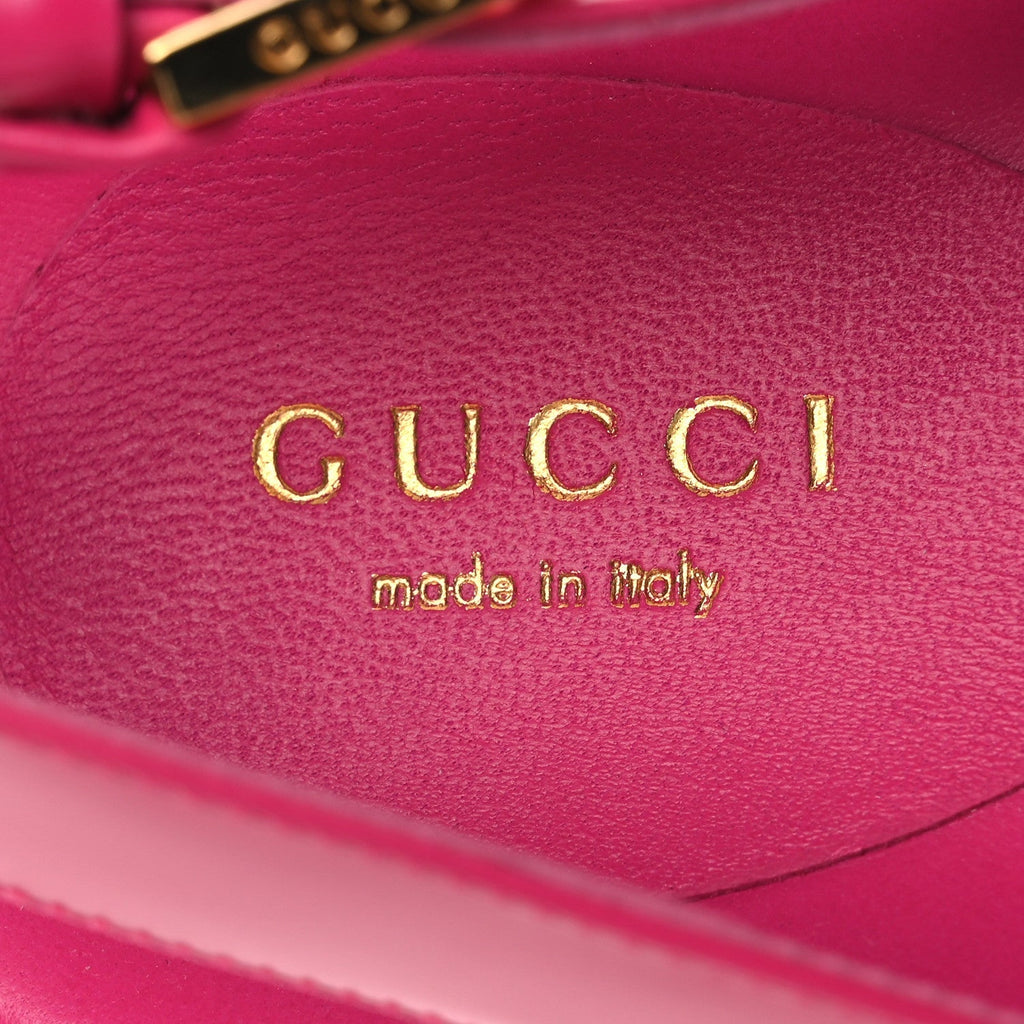Gucci Calfskin Nappa Women's Elizabeth Charlotte Logo Slingback Sandals 36 Pink