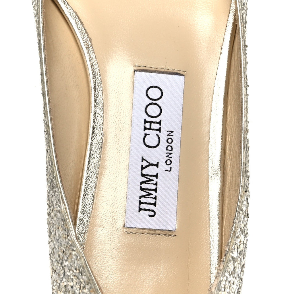 Jimmy Choo Glitter Mesh Women's Love Flats 36 Silver Sparks