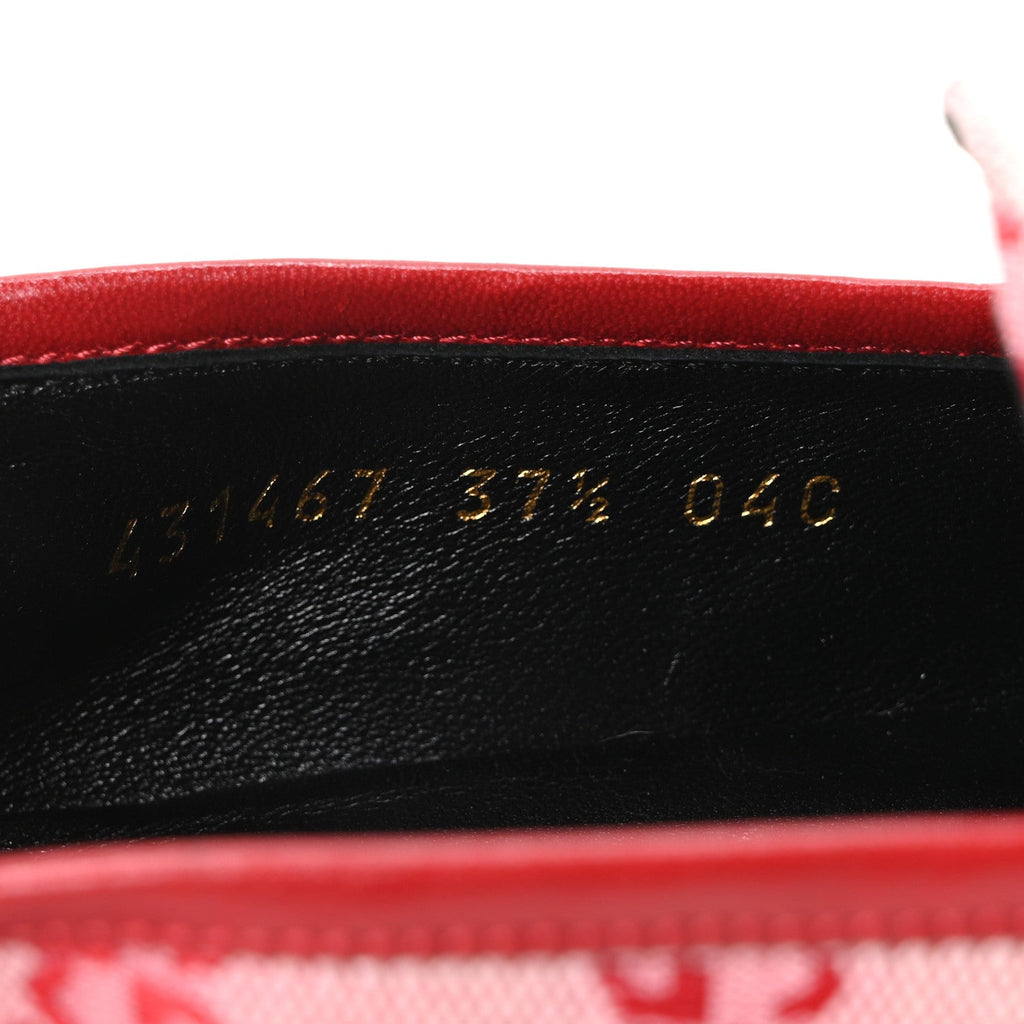 Gucci Canvas Women's GG Jordaan Loafers 37.5 Hibiscus Red