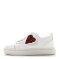 Christian Louboutin Calfskin Men's Adolon Junior Heart Low Top Sneakers 43 White