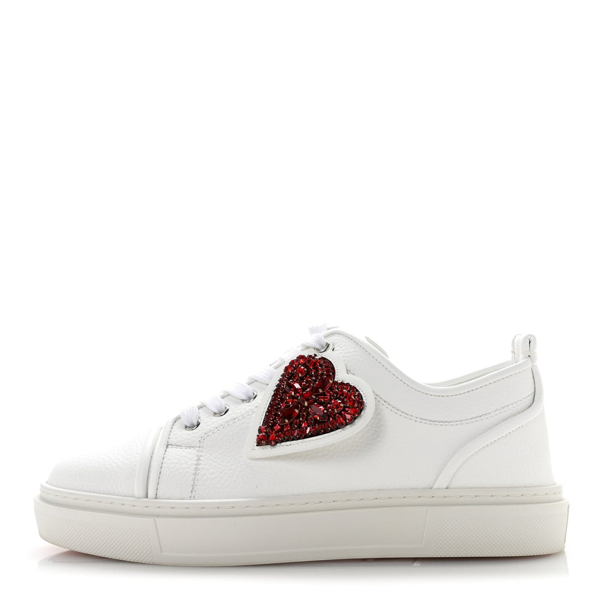 Christian Louboutin Calfskin Men's Adolon Junior Heart Low Top Sneakers 43 White