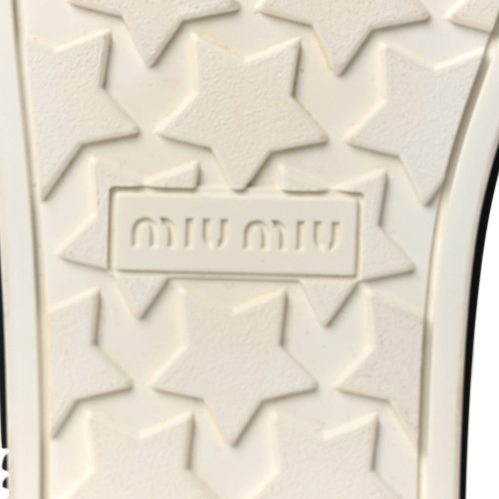 Miu Miu Gabardine Women's Crystal Low Sneakers 35 Bianco
