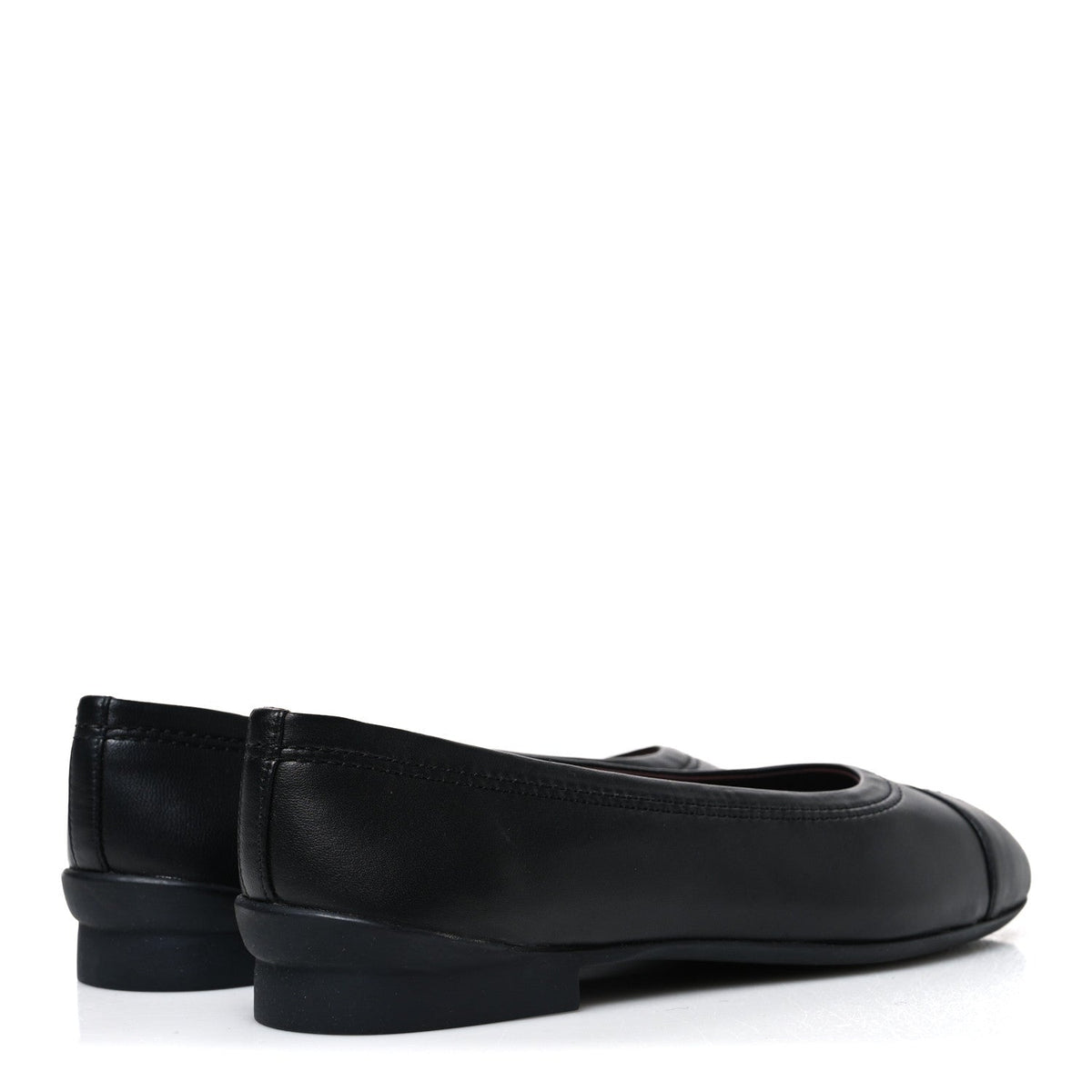 Chanel Lambskin Women's Cap Toe CC Uniform Ballerina Flats 36.5 Black